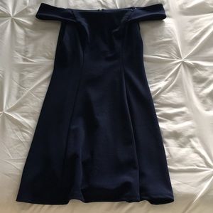 navy blue off-shoulder dress